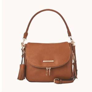 Poppy & Peonies Tan Shoulder Bag with Tassel